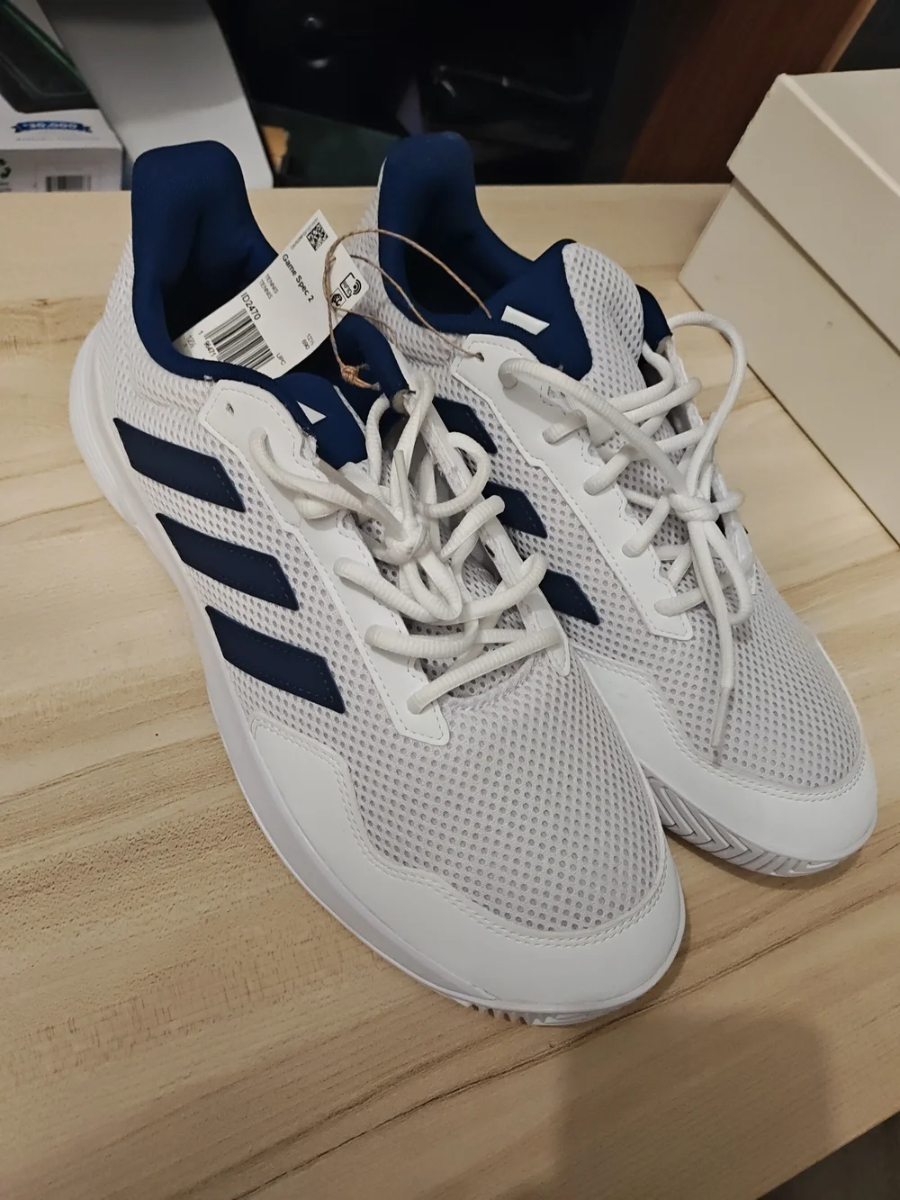 adidas White and Navy Low-Top Mesh Sneakers 13